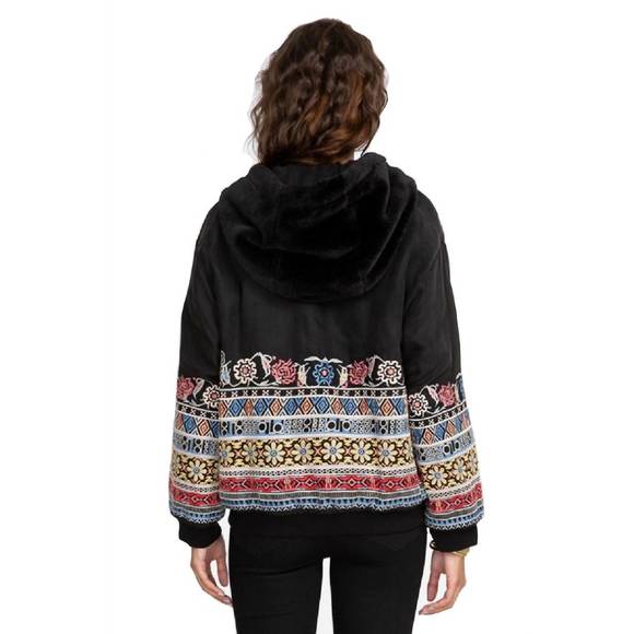 NEW JOHNNY WAS malini fur bomber jacket in black - Picture 2 of 4